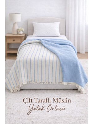 Veronica Line 8 Kat Müslin Çift Yönlü Yatak Örtüsü 170X230