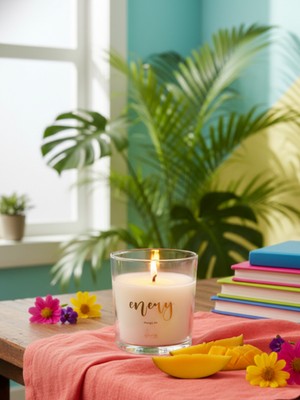 PremiumPort Doğal Mango Kokulu Vegan Terapi Mum – 220 Gr, Enerji ve Huzur Verici