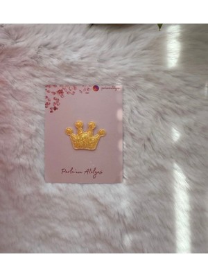 Parla'nın Atölyesi 0-3 Yaş Az Saçlı ve Saçsız Bebek Tokası Sarı Taç