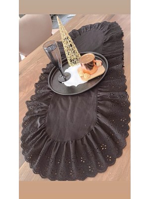 PremiumPort Fırfırlı ve Fistolu Oval Duck Keten Vintage Runner, Şık ve Şık Detaylar