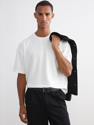 Lcw Ekru Bisiklet Yaka Erkek Tişört