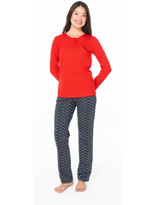 U.s. Polo Assn. 20146 Kadın Kırmızı Battal Pıjama Takım
