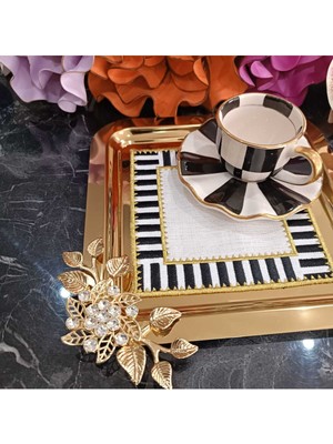 PremiumPort Desenli Siyah Beyaz Kahve ve Kokteyl Peçetesi, Şık ve Kullanışlı