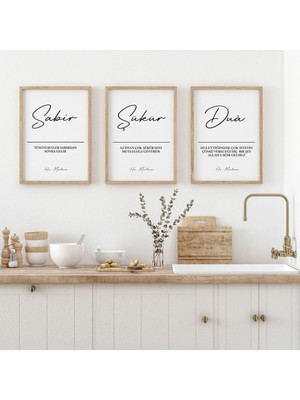 PremiumPort El Yapımı Ahşap Duvar Tablo, Uv Baskı, Sabır ve Şükür Temalı Dekor