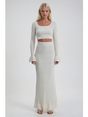 Lijuri Kol ve Etek Ucu Volanlı Ikili Esnek Takım 10312