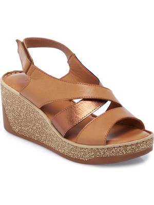 Tergan  Taba Hakiki Deri Kadın Sandalet - K25Y1SN67838-A29