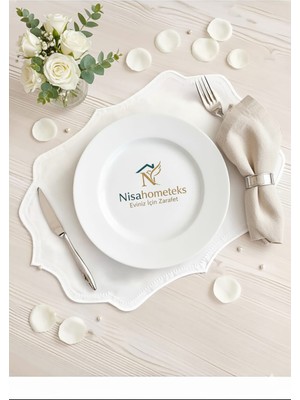 PremiumPort Iki Adet Nakışlı Keten Amerikan Servis Seti, Şık ve Zarif Tasarım