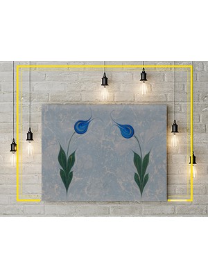 Letbil Reklam Kanvas Tablo - Ebru Lale Deseni