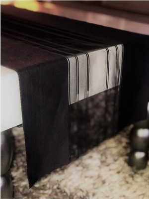 PremiumPort Siyah Runner Amerikan Servis Masa Örtüsü 40X140, Şık ve Kullanışlı Tasarım