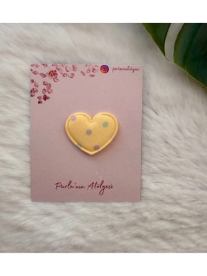 Parla'nın Atölyesi 0-3 Yaş Az Saçlı ve Saçsız Bebek Tokası Sarı Kalp