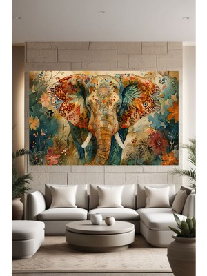 PremiumPort Canlı Renkli Fil Kanvas Tablo, Dekoratif ve Şık Ev Sanatı