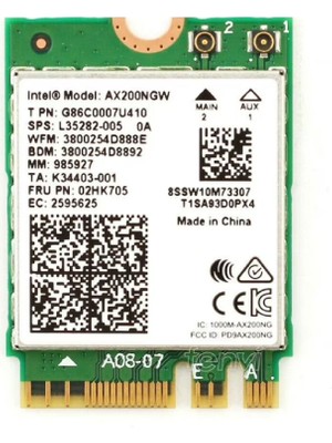 Intel AX200NGW M.2 Wi‑fi 6 Kartı + Bluetooth 5.0 | 2400 Mbps Dual Band