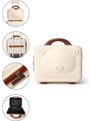 Yoyoso Su Geçirmez, Darbeye Dayanıklı, Kilitli Makyaj Çantası, Valizi Ekru