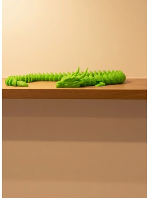 Marsilyan Hareketli Yeşil Ejderha Figür Uzun Gövdeli Koleksiyonluk Tasarım