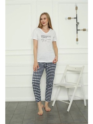 İlkyaz Fashion Kadın Penye Pijama Takım Beyaz