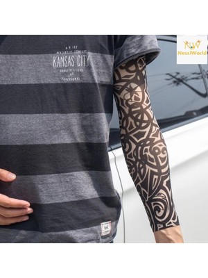 Just Cheap Store Giyilebilir Kol Dövmesi Çorap Dövme 3D Baskılı Kol Bacak Dövme 2 Adet Model 13