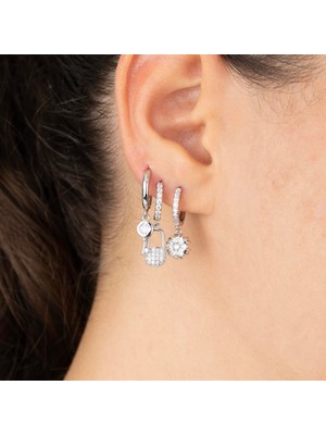 Zuum Zirkon Taşlı Yeni Sezon Gümüş Renk 3lü Set Küpe