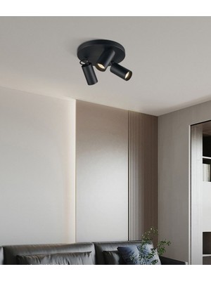Riolight Modern9 Siyah Mutfak,salon,giyinme Odası,cafeler Için Gün Işiğı Metal 3lü Spot(Ampul Dahil)