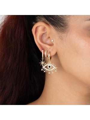 XUPING ÖZEL SERİ 3 LÜ SET GÖZ DETAY SALLANTILI ÇELİK KÜPE