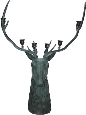 Katre46 Metal Geyik Büstü Şamdan 136 cm