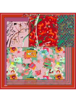 Aker Renkli 100X100 Omuz Şalı