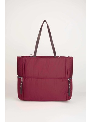 Vivaq Kadın Bordo 3 Cepli Büyük Boy Astarlı Fermuar Kapama El Kol ve Omuz Çantası