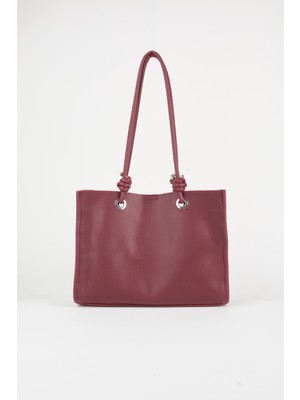 Vivaq Kadın Bordo Buket 3 Bölmeli Orta Boy Astarlı Çıt Çıt Kapama El ve Kol Çantası