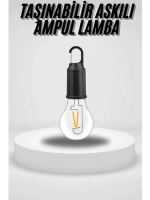 Marsilyan Taşınabilir Askılı Ampul Kamp Lambası Askılı Type-c Şarjlı Bahçe Lambası