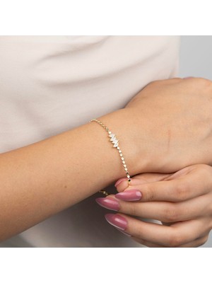 Zuum Premium Seri Zirkon Taşlı 14K Tasarım Zincir Bileklik