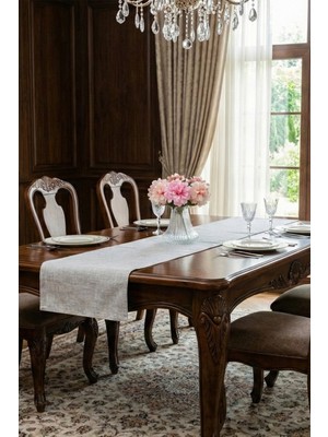 PremiumPort Şık ve Hafif Çizgili Pamuk/keten Runner 40X140 cm