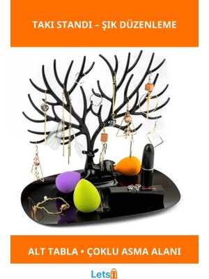 Letsii Geyik Tasarımlı Siyah Takı Standı Düzenleyici