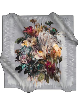 Aker Çiçek Desenli 90X90 Polyester Twill Eşarp