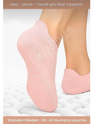 çorapdunyam Hac Umre Tavaf Pilates Yoga Için Kaydırmaz Konforlu Nefes Alan Patik Çorap Standart Beden 36-42