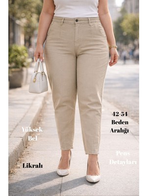 Cedy Denım Kadın Büyük Beden Pileli Mom Jean Pantolon C600