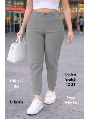 Cedy Denim Mom Fit Jean Büyük Beden Yüksek Bel Carrot Kesim Dar Paça Pileli Esnek Kot Pantolon C600