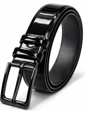 Growish GK0002 Paslanmaz Toka Eni 3,5 cm Köprülü Rugan Damatlık Spor Klasik Erkek Kemer