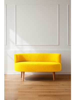 Azra Mobilya Sydney Modern Ikili Koltuk Kanepe | Modern | Welsoft Yumuşak Kumaş | Sarı