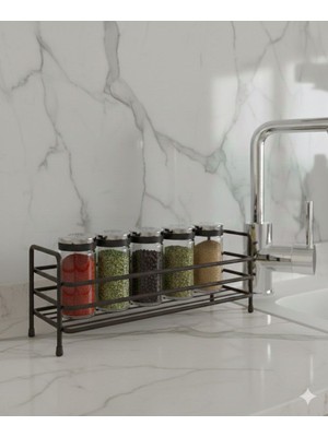 UG Home Banyo Mutfak Organizer Siyah Metal Baharatlık Standı Tezhah Üstü Banyo Düzenleyici