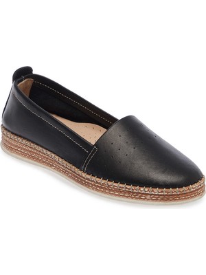 Tergan  Siyah Hakiki Deri Kadın Espadril - K25I1AY67915-A23