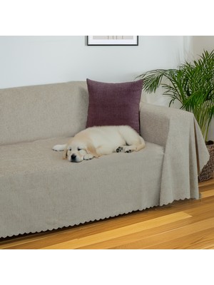 Latuda Home Premium Koltuk Örtüsü 175x350 XLARGE Gramajlı Jakarlı Şönil  Kum Beji | Kanepe Örtüsü |  Kaymaz