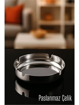 İlkyaz Fashion Paslanmaz Yuvarlak Küllük - Metal Kül Tablası - Masaüstü Küllük  ILKYZHB-RS3455