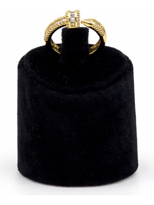 Pangu Çivi Taş Detaylı Altın Renk Çelik Yüzük