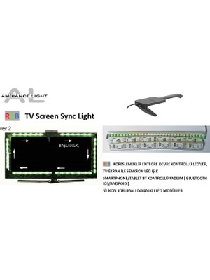 PRNTECH, TV Ekran Senkron LED Işık  (Tv Screen Sync Light) TV EKRANA GÖRE RENK YAYAN TV ARKA LED IŞIK (55" TV İÇİN)
