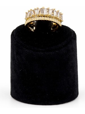 Pangu Baget Taşlı Altın Renk Çelik Yüzük