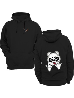Widi Panda Baskılı Siyah Sweatshirt
