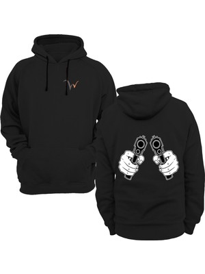 Widi Tabanca Baskılı Siyah Sweatshirt