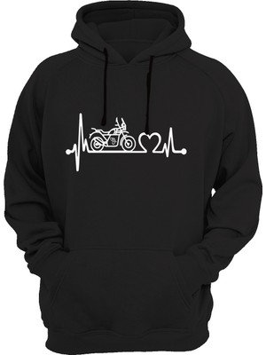 Widi Kalp Baskılı Siyah Sweatshirt