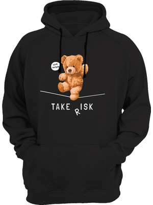 Widi Sevimli Ayıcık Baskılı Siyah Sweatshirt