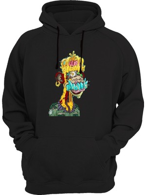 Widi Maymun Baskılı Siyah Sweatshirt
