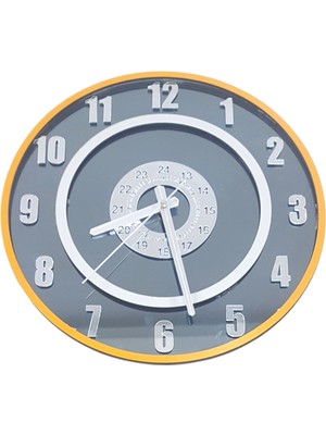 Formiqra Yeni Trend Gümüş Ayna Pleksi Gerçek Ayna Duvar Saati Çap 40CM Turuncu-Gri